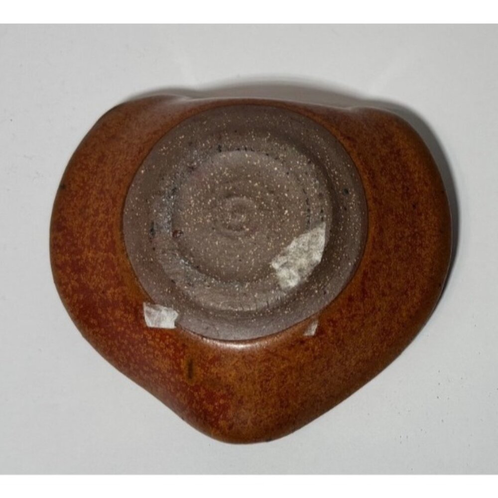 Art Pottery Crackle Glass Trinket Dish Geode Ring Dish Heart Shape - Picture 4 of 5